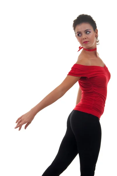 Bailarina está dançando graciosamente — Fotografia de Stock