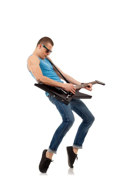 Jogador de guitarra ponta dedo do pé — Fotografia de Stock