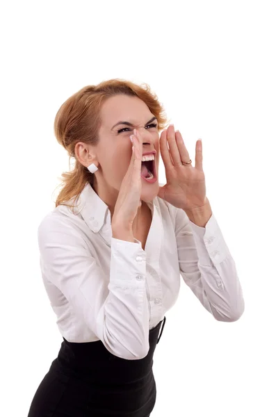 Young business woman shouting — Stock Photo, Image