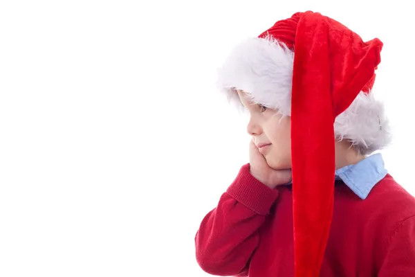 Criança engraçada com chapéu de Santa — Fotografia de Stock