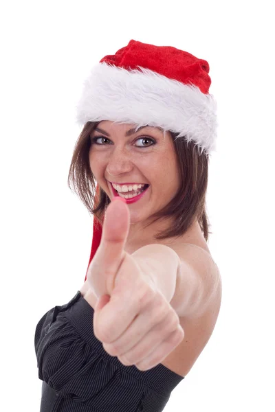 Weihnachtsmann Frau macht ok — Stockfoto