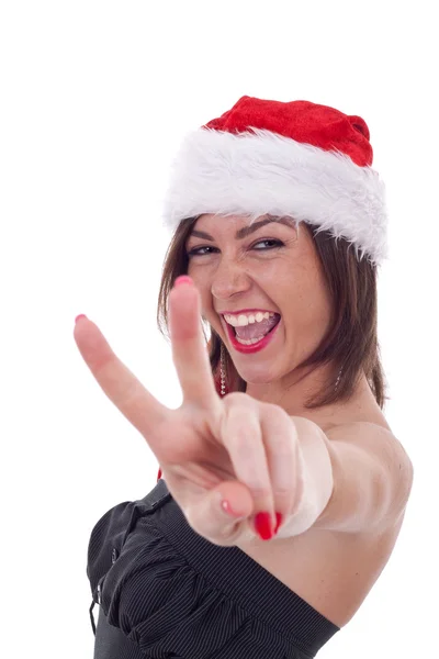 Weihnachtsfrau macht den Sieg — Stockfoto