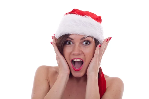 Mujer de Navidad sorprendida — Foto de Stock