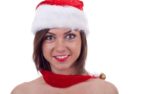 Chica usando una gorra de navidad — Foto de Stock