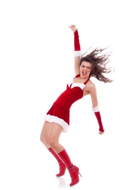 Santa girl dancing clipart