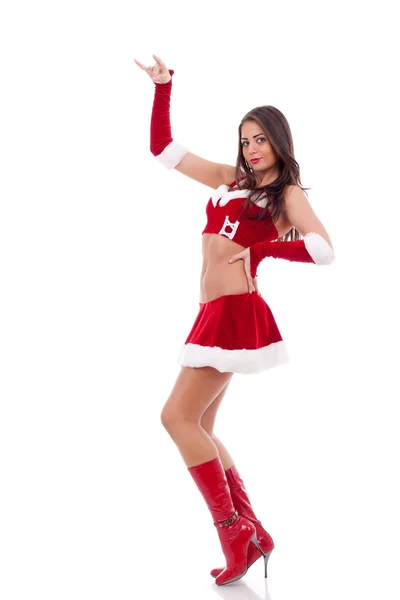 Menina vestindo roupas de Papai Noel — Fotografia de Stock