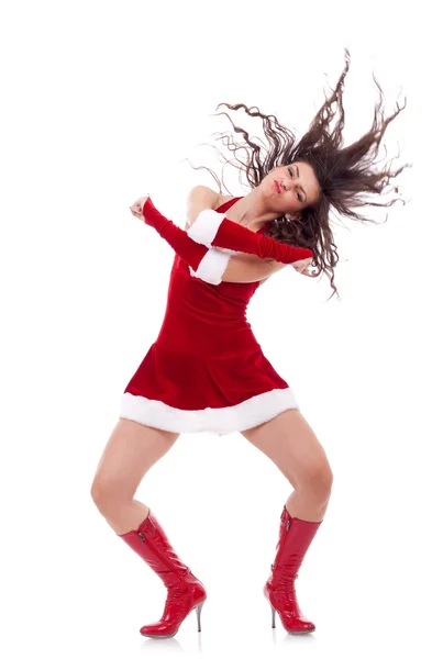 Noel Baba kız dans — Stok fotoğraf