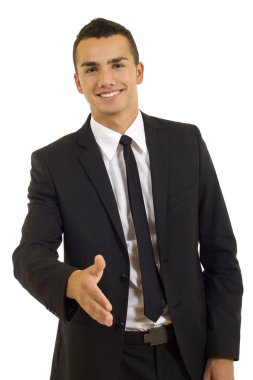 Business man giving handshake clipart