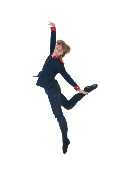 白い背景の上ジャンプ バレエ男 — ストック写真