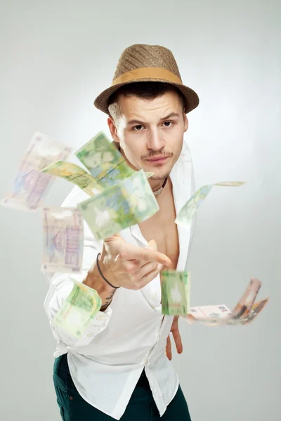 Throwing Money Into Air — Stock Photo, Image