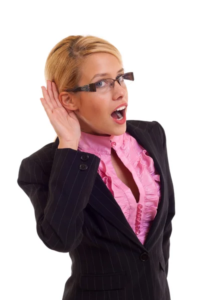 Mulher de negócios ouvindo — Fotografia de Stock
