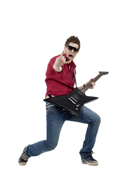 Rock yıldızı gitar çalmak — Stok fotoğraf