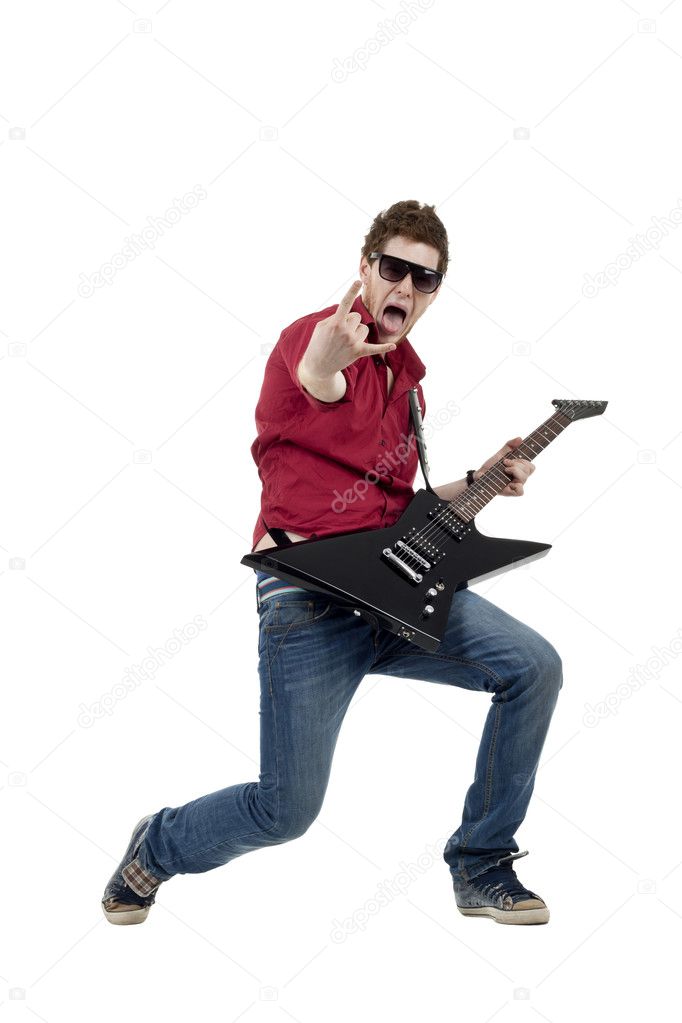 Rock star playing the guitar