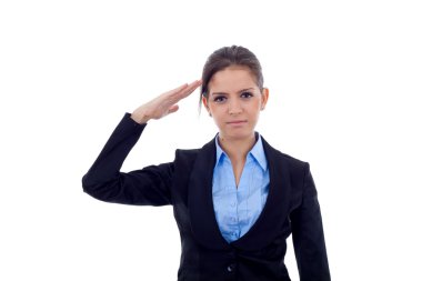 Business woman saluting clipart