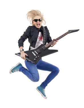 Rock star jumping and screaming clipart