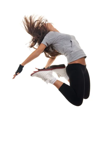 Modern Style Dancer Jumping Isolated Background — Stock Photo, Image