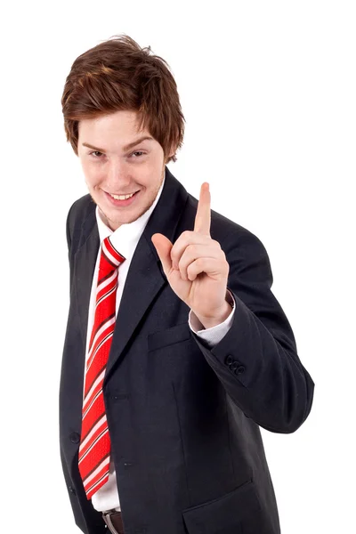 Handsome Business Man Making Hand Gesture White — Stock Photo, Image