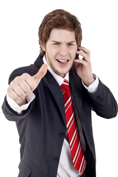 Business man making thumbs up gesture — Stock Photo, Image