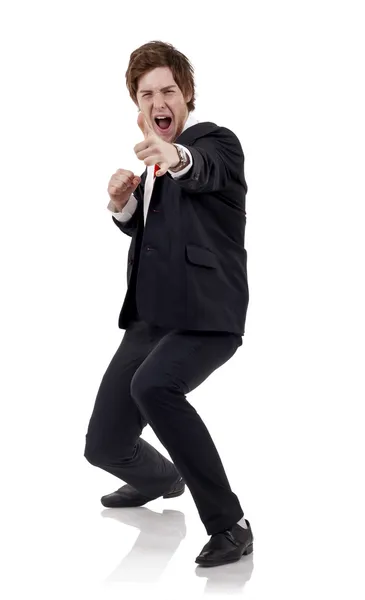 Business man gesturing thumbs up — Stock Photo, Image