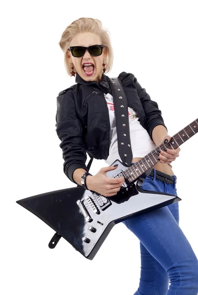 Menina estrela de rock com óculos de sol — Fotografia de Stock