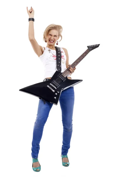 Rockstjärna spela gitarr — Stockfoto