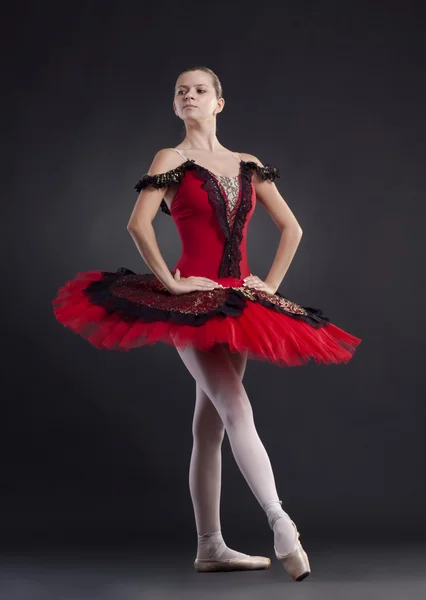 Piękne Baleriny Tancerz Baletu Pozować Czarno — Zdjęcie stockowe