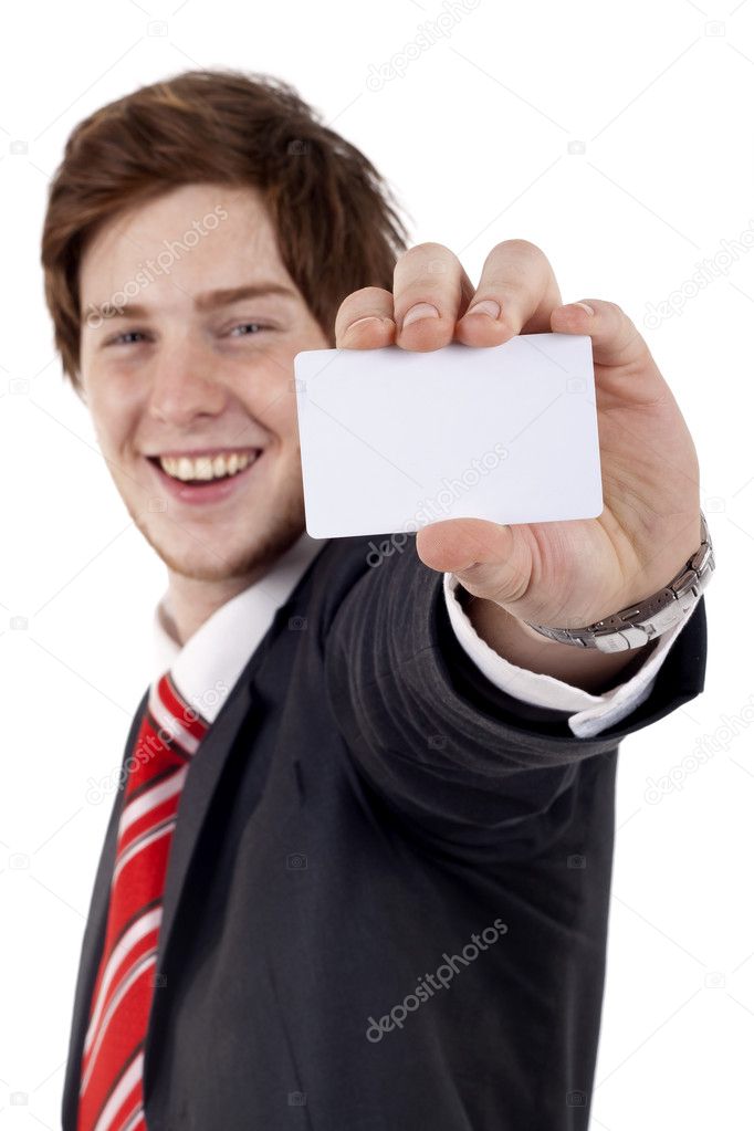 Business man with card