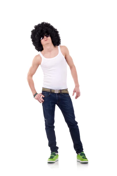 Young Funky Man Posing Front White Background — Stock Photo, Image