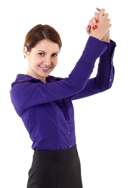 Attractive business woman winning — Stock Photo, Image
