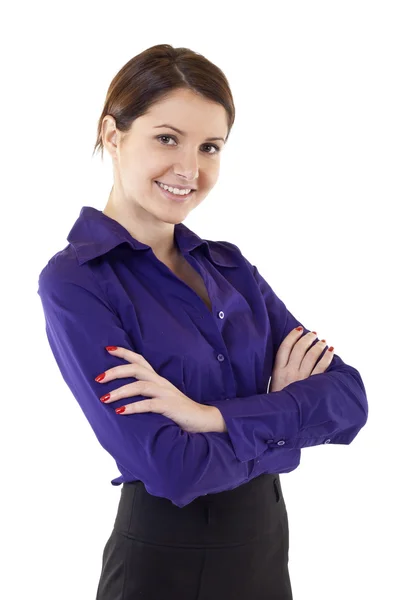 Attraktive Geschäftsfrau Auf Weißem Hintergrund — Stockfoto