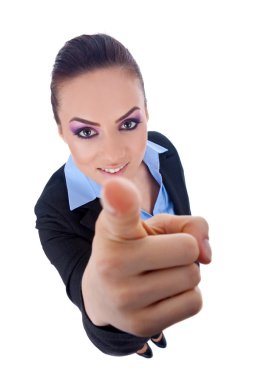 Business woman pointing at you clipart