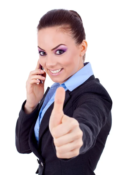 Thumbs up on the phone — Stock Photo, Image