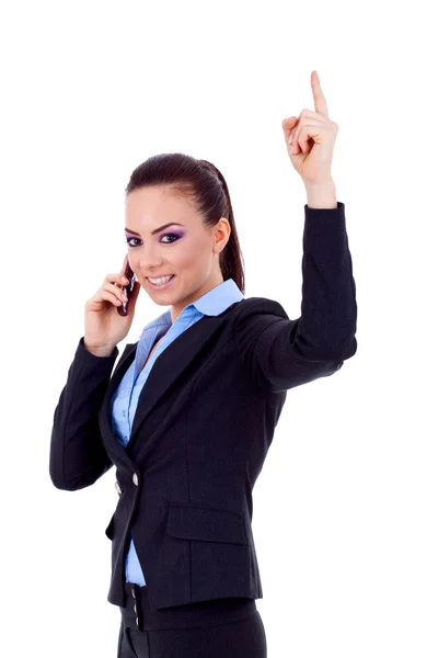 電話で幸せなビジネス女性 — ストック写真