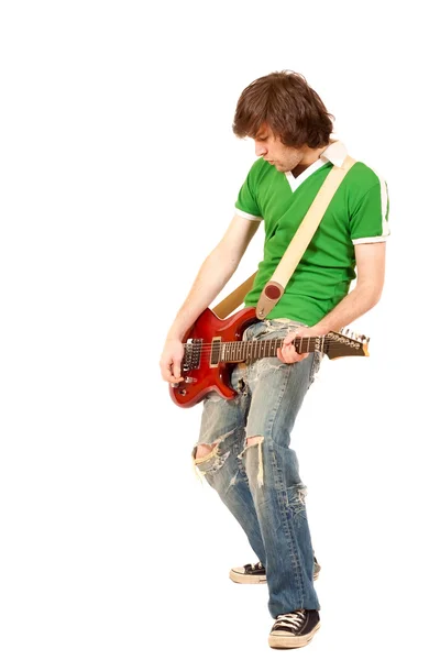 Guitarrista apaixonado tocando — Fotografia de Stock