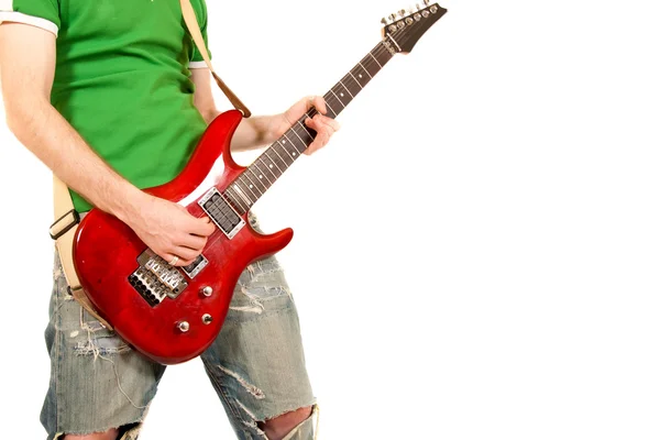 Guitarra eléctrica siendo tocada — Foto de Stock