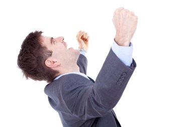 Business man shouting loudly clipart