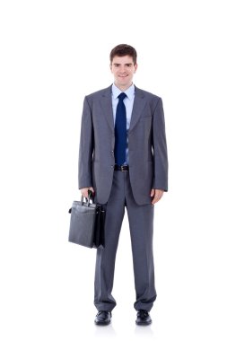 Young business man holding briefcase clipart