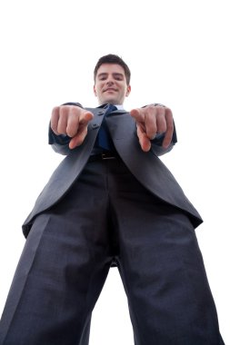 Business man pointing to camera clipart