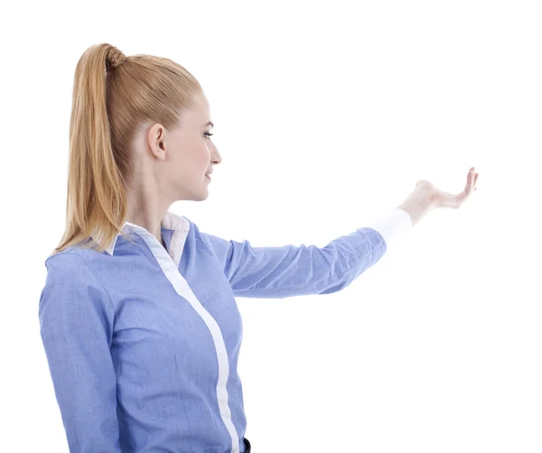 Mulher de negócios atraente apresentando — Fotografia de Stock