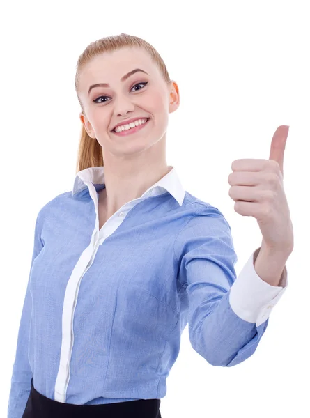 Businesswoman with thumbs up gesture — Stock Photo, Image