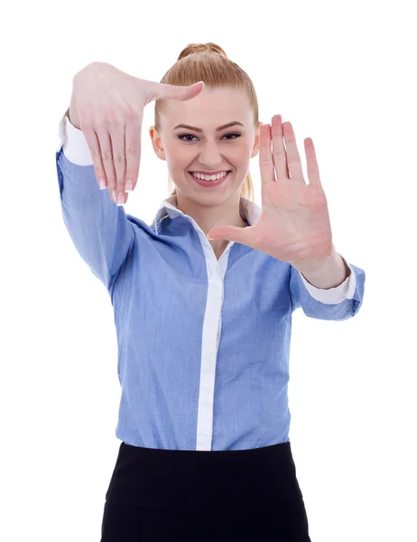 Ділова жінка, що показує жест рук — стокове фото