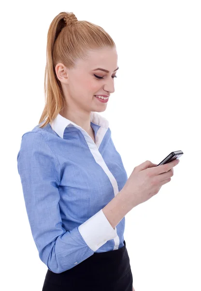 Geschäftsfrau schreibt eine SMS — Stockfoto