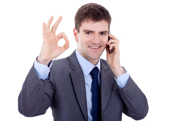 Geschäftsmann am Telefon zustimmend — Stockfoto