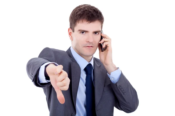 Бизнесмен с плохими новостями по телефону — стоковое фото