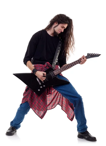 Guitarrista de heavy metal tocando — Fotografia de Stock