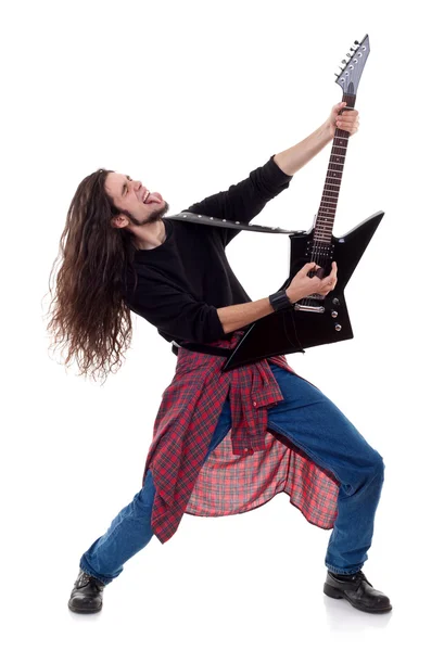 Пристрасний гітарист гра — стокове фото