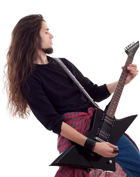 Αστέρι της ροκ, με μια κιθάρα — Φωτογραφία Αρχείου