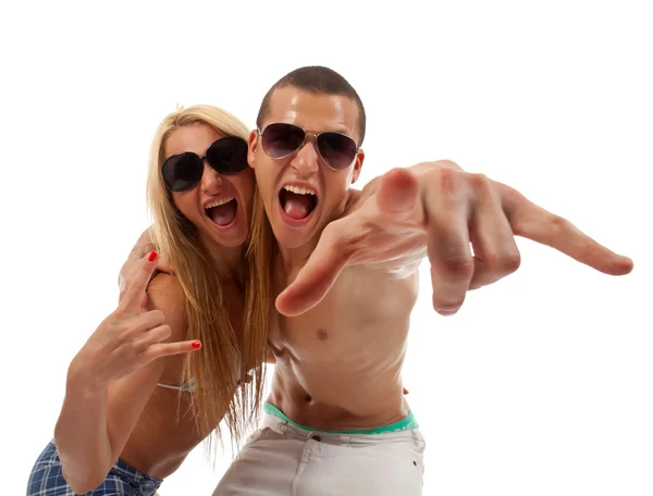Young couple screaming — Stock Photo, Image