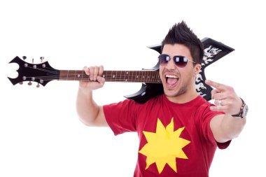 Attractive male guitarist clipart