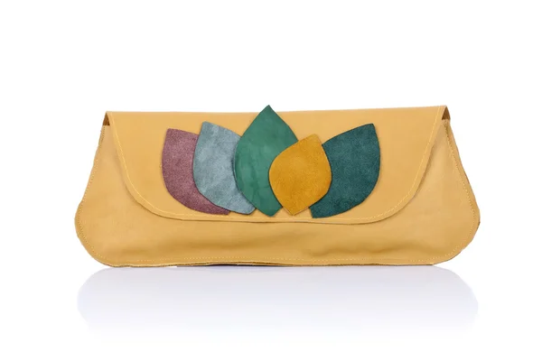 Yellow leather woman purse — Stock Photo, Image